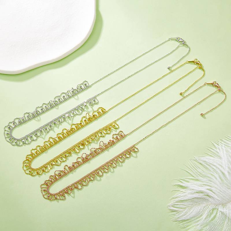 K004款S925银镀18K金意大利编织蕾丝款Necklace