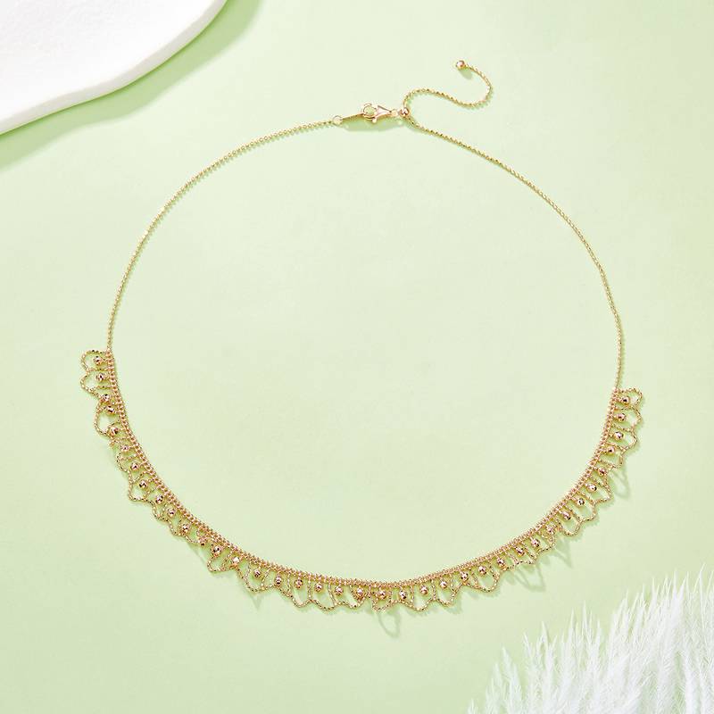 K004款S925银镀18K金意大利编织蕾丝款Necklace