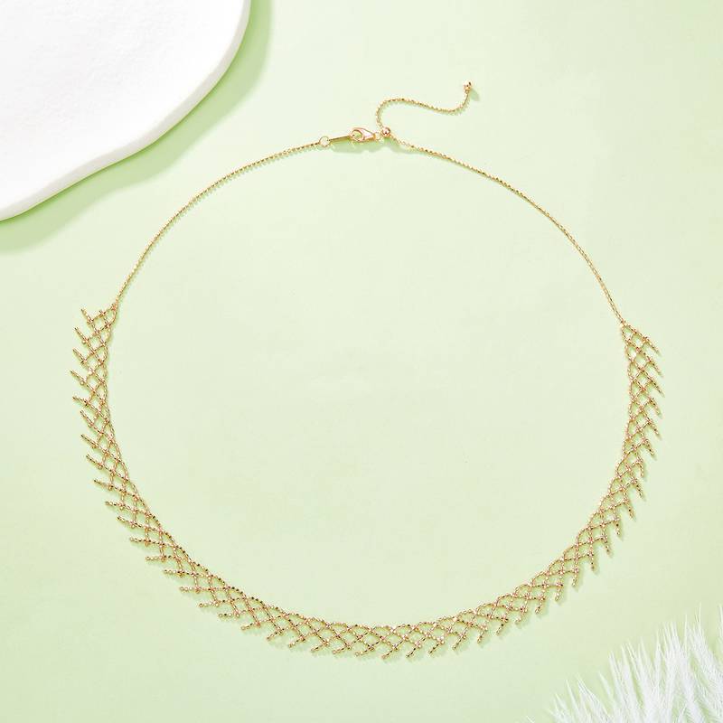 K003款S925银镀18K金意大利编织蕾丝款流苏Necklace