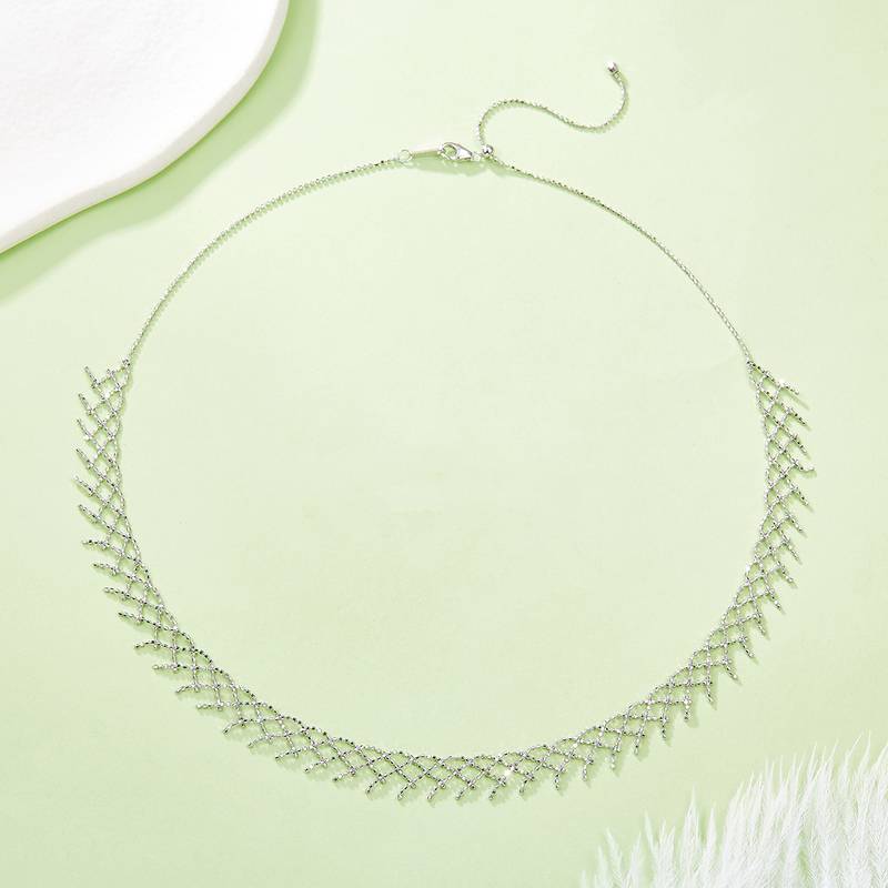 K003款S925银镀18K金意大利编织蕾丝款流苏Necklace