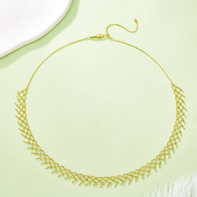 K003款S925银镀18K金意大利编织蕾丝款流苏Necklace