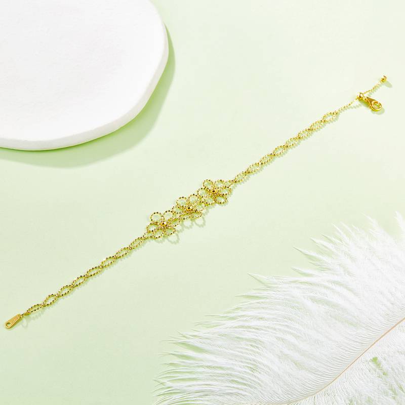 B007款S925银镀18K金意大利编织蕾丝款花朵Bracelet