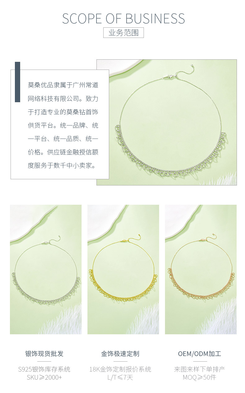 K004款S925银镀18K金意大利编织蕾丝款项链 - 3