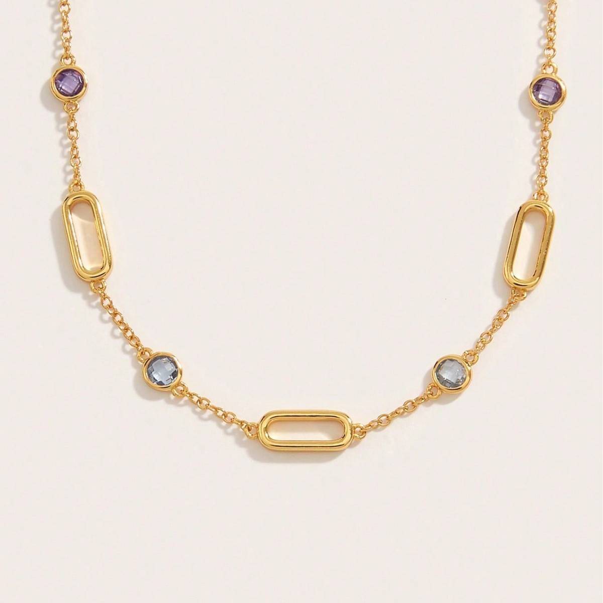 NS01740B40款S925银镀18K黄金彩色尖晶石Necklace