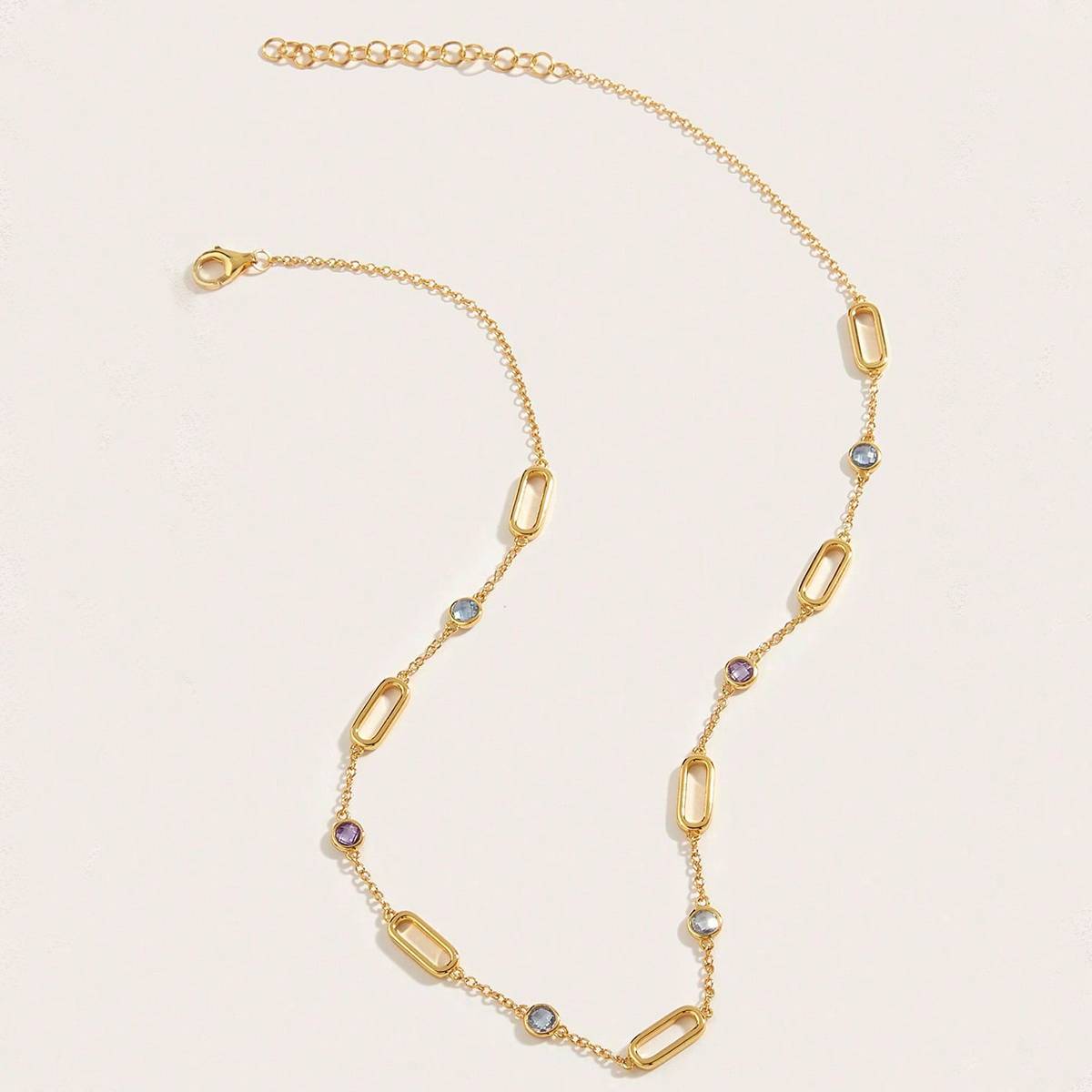 NS01740B40款S925银镀18K黄金彩色尖晶石Necklace