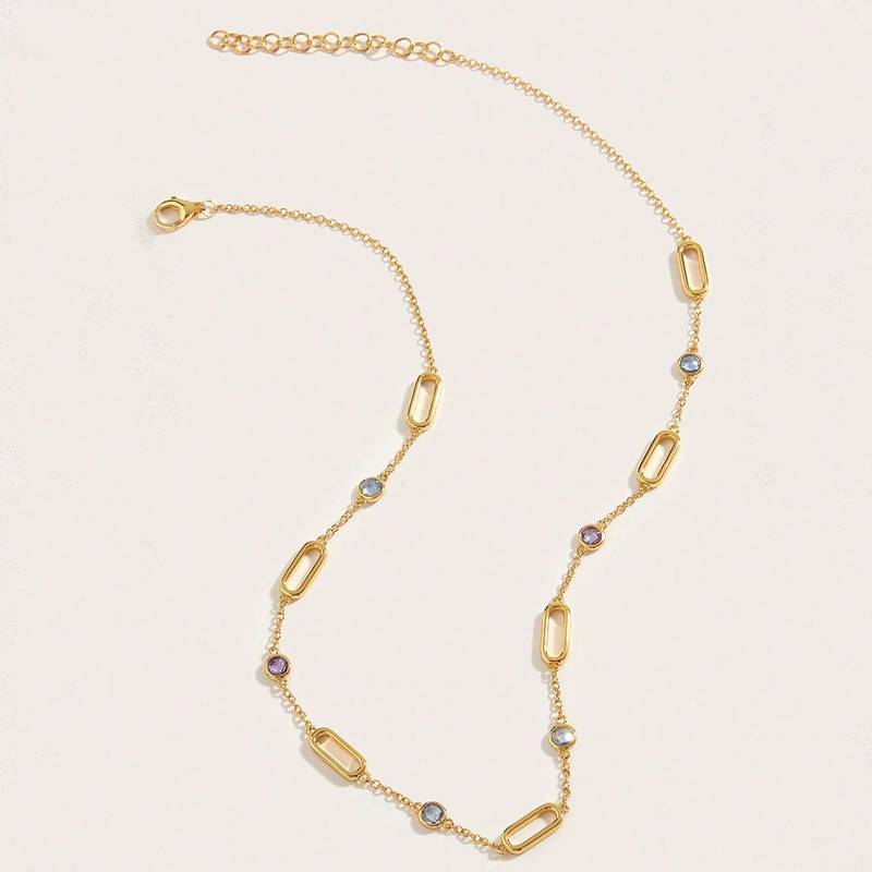 NS01740B40款S925银镀18K黄金彩色尖晶石Necklace