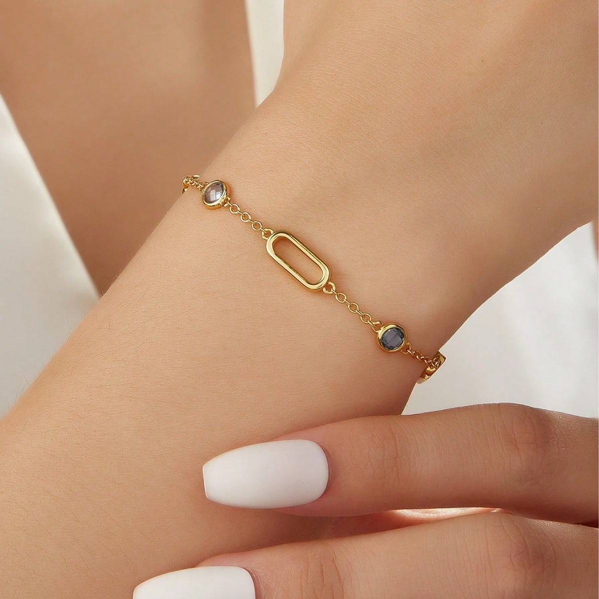 BS01140C1款S925银镀18K黄金彩色尖晶石Bracelet