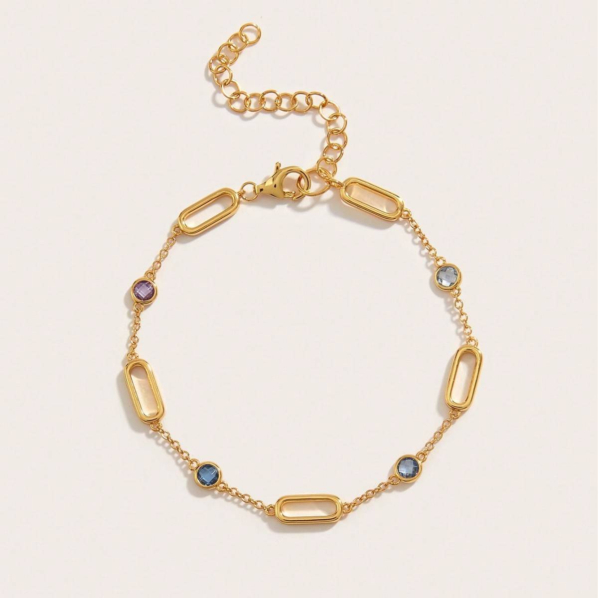 BS01140C1款S925银镀18K黄金彩色尖晶石Bracelet