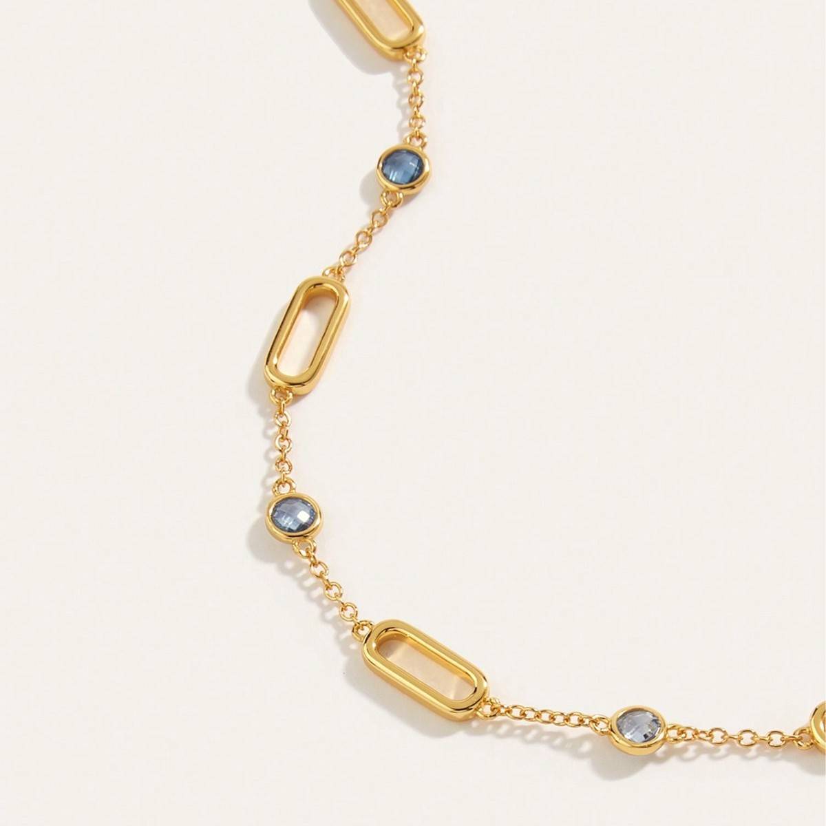 BS01140C1款S925银镀18K黄金彩色尖晶石Bracelet