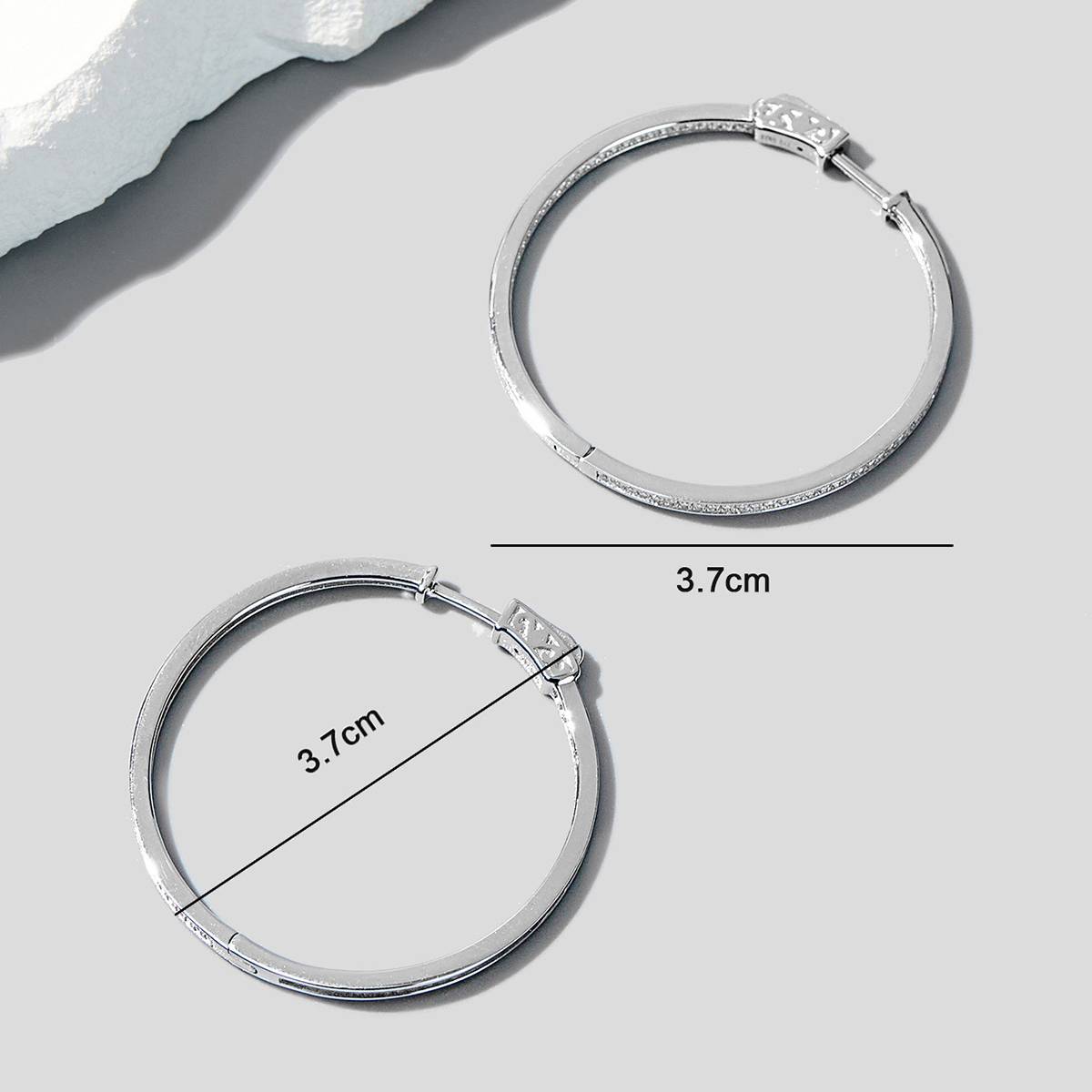 ES00050A1款S925银镀18K白金微镶高碳钻Fashion大圈耳环