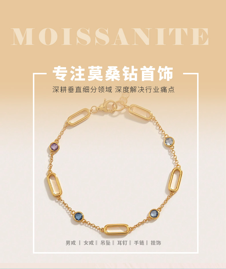 BS01140C1款S925银镀18K黄金彩色尖晶石手链 - 1