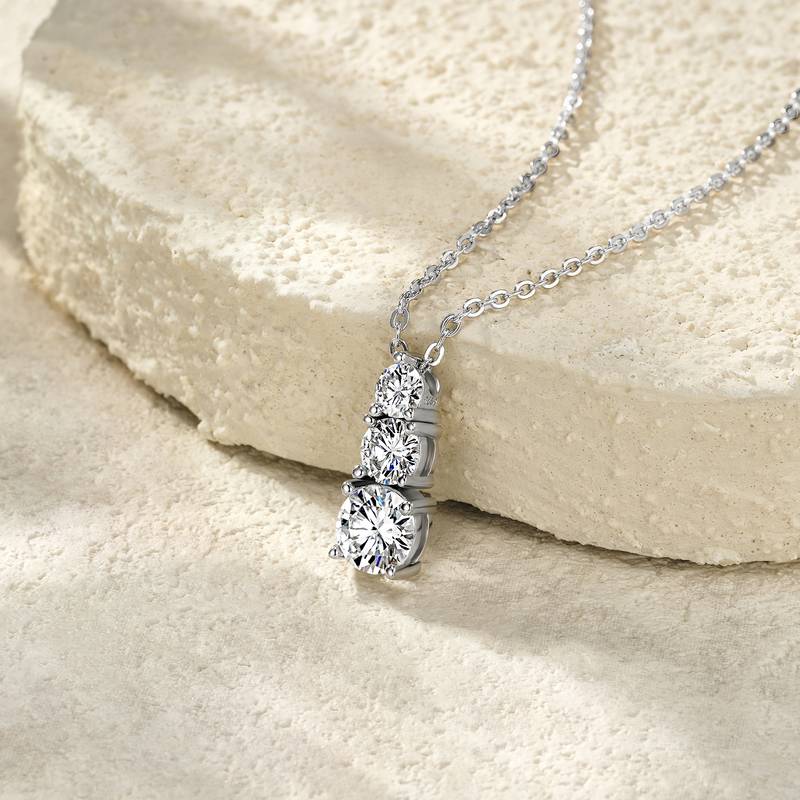 N15570款S925银镀18K白金MoissaniteNecklace1.8ct