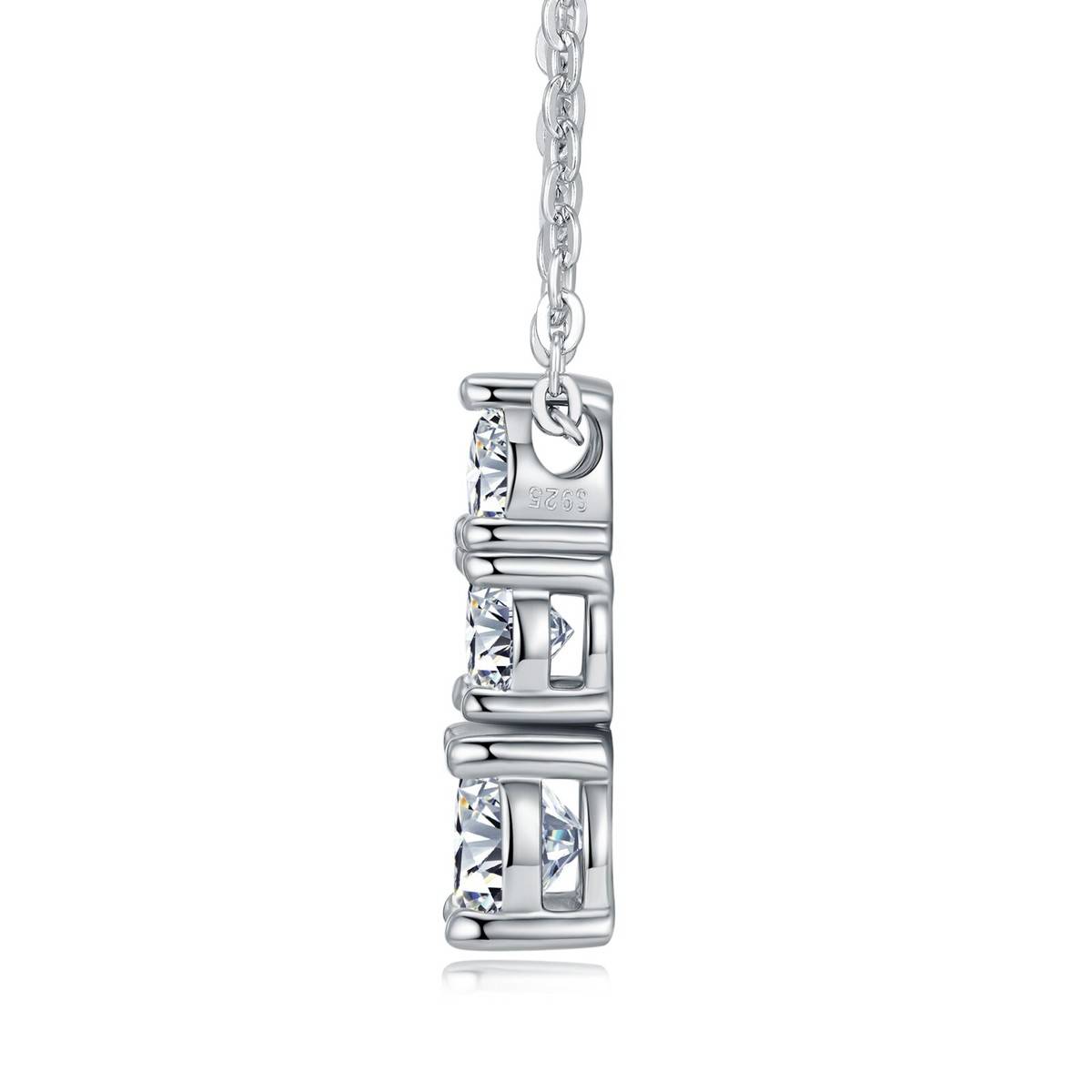 N15570款S925银镀18K白金莫桑钻项链1.8ct
