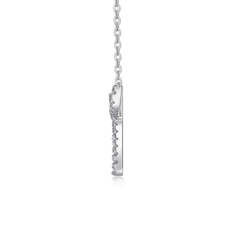 N15431款S925银镀18K白金蝴蝶结MoissaniteNecklace0.39ct
