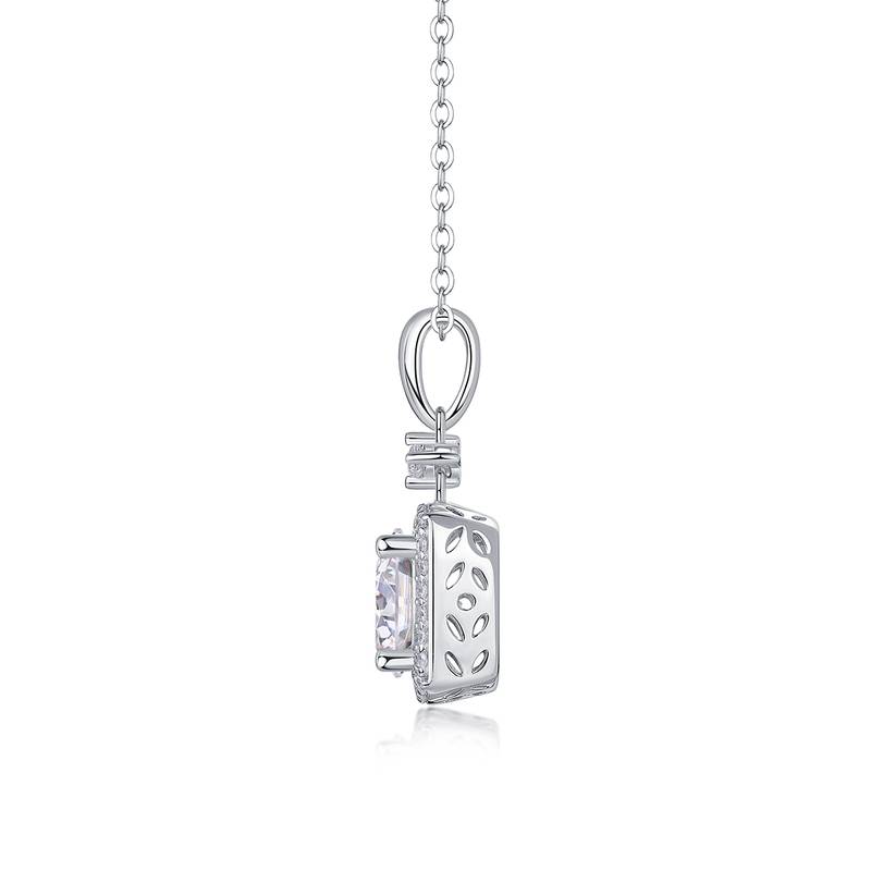 P13522-8.0款S925银镀18K白金简约高级莫桑钻项链2.0ct