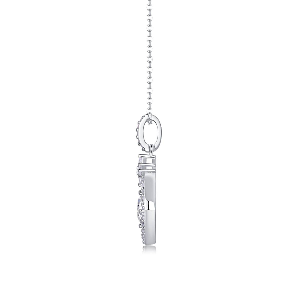 P13586-6.5款S925银镀18K白金Moissanite方形吊款Necklace1.0ct