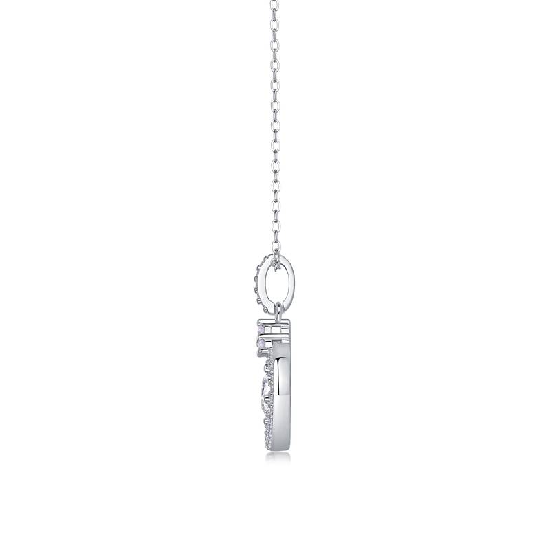 P13587-6.5款S925银镀18K白金Moissanite圆形吊款Necklace1.0ct