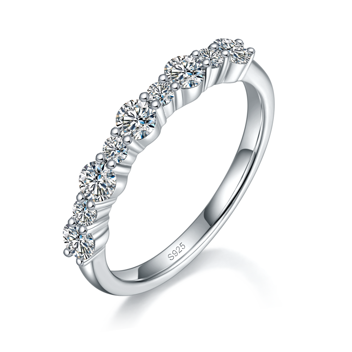 Irregular and versatile S925 silver plated platinum custom selection Side Stone Moissanite 0.62ct