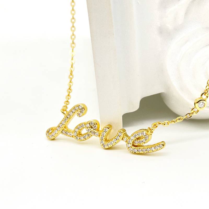 N15645款S925银镀18K白金LOVEMoissaniteNecklace0.41ct