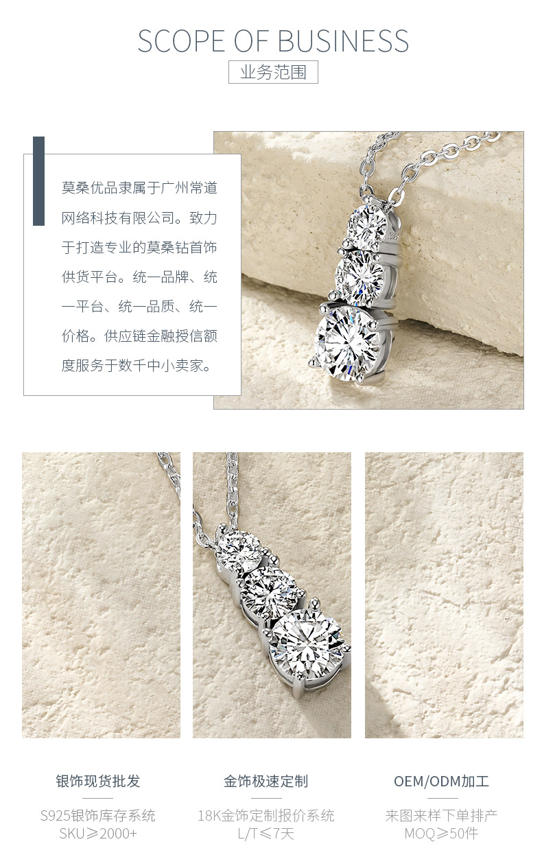 N15570款S925银镀18K白金莫桑钻项链1.8ct - 3
