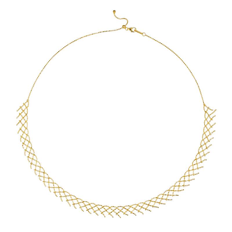 K003款S925银镀18K金意大利编织蕾丝款流苏Necklace