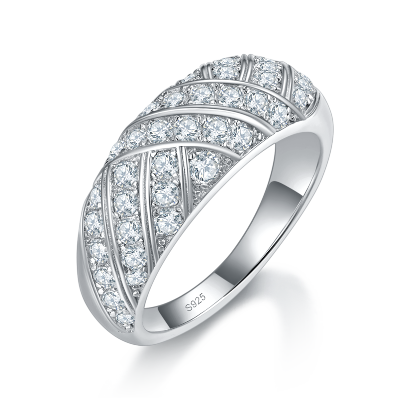 Affordable Luxury满钻排戒S925银镀白金定制选款副石Moissanite1.04ct