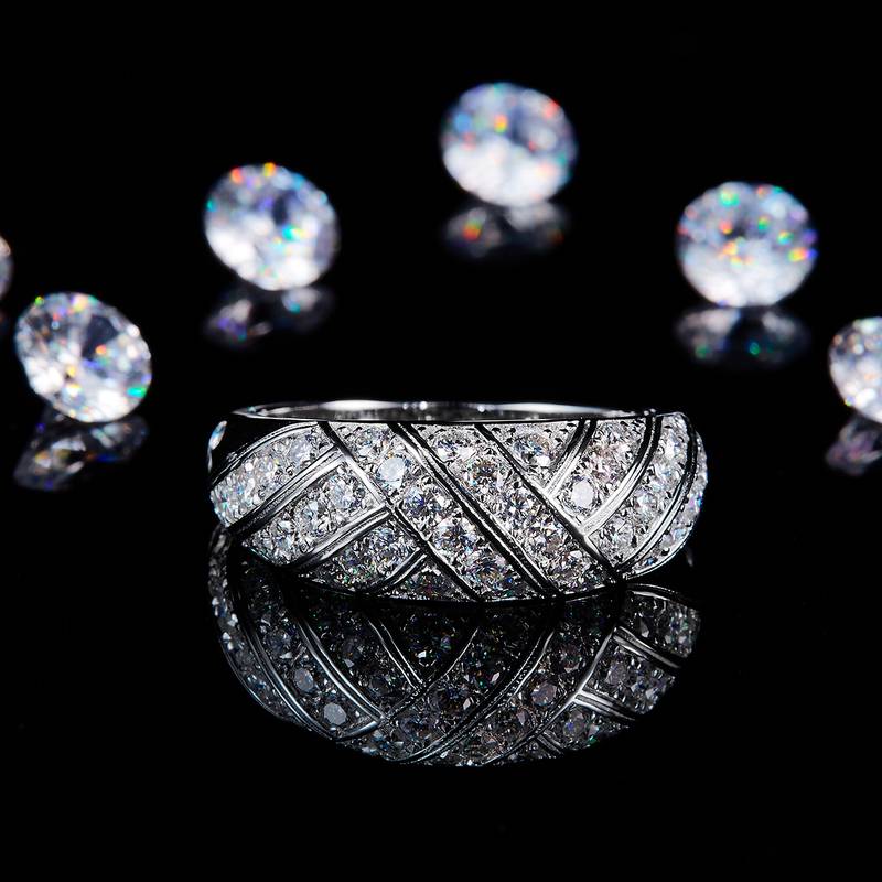 Affordable Luxury满钻排戒S925银镀白金定制选款副石Moissanite1.04ct