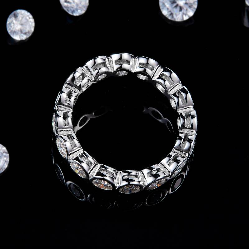3.5mm排戒Women's RingS925银镀白金定制选款副石Moissanite0.32ct