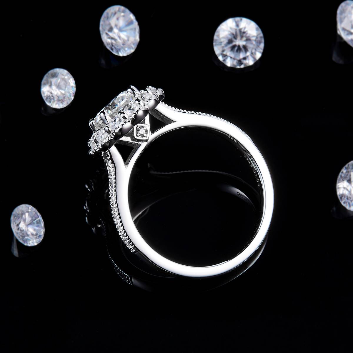 Light Luxury Sunflower Women's Ring S925 Silver Plated Platinum Customized Selection Main Stone Moissanite 1.0ct/Side Stone Cubic Zirconia
