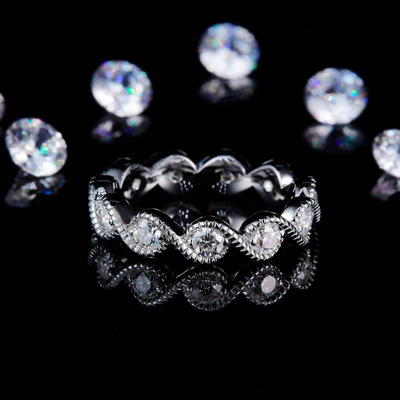 扭臂排戒Women's RingS925银镀白金定制选款副石Moissanite1.1ct