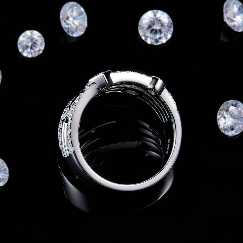 Affordable Luxury水泡排戒S925银镀白金定制选款副石Moissanite1.03ct