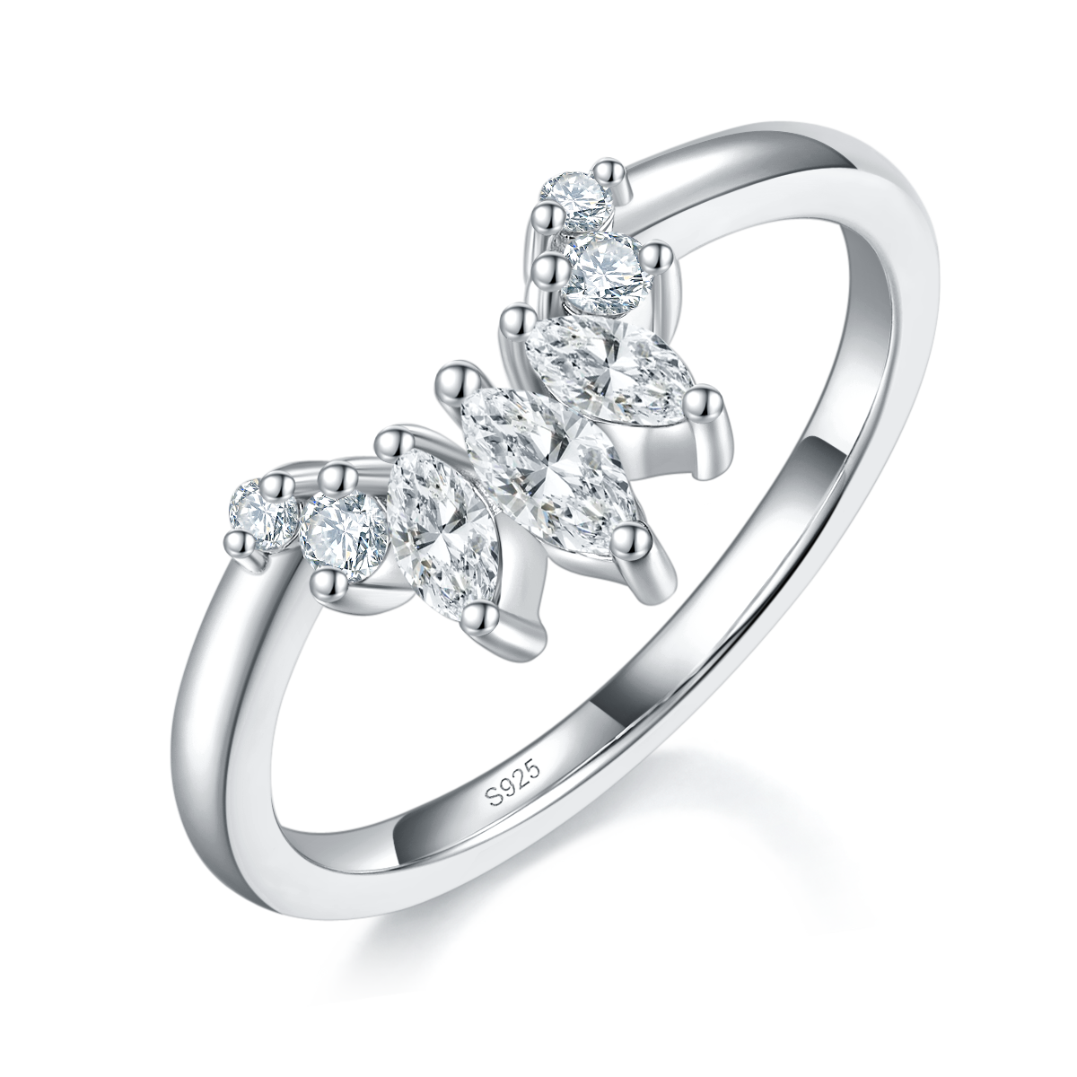 四爪主副戒S925银镀白金定制选款主副石莫桑钻1.5ct
