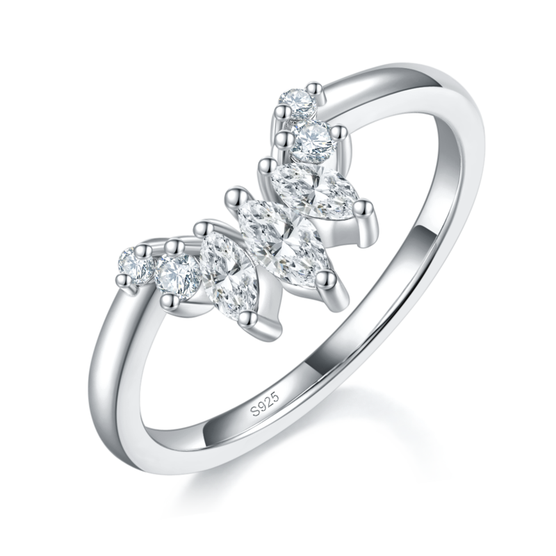 四爪主副戒S925银镀白金定制选款主副石Moissanite1.5ct