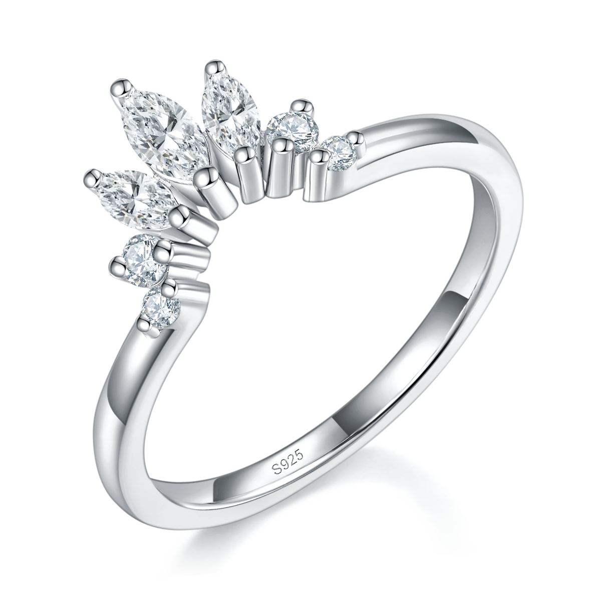 四爪主副戒S925银镀白金定制选款主副石莫桑钻1.5ct