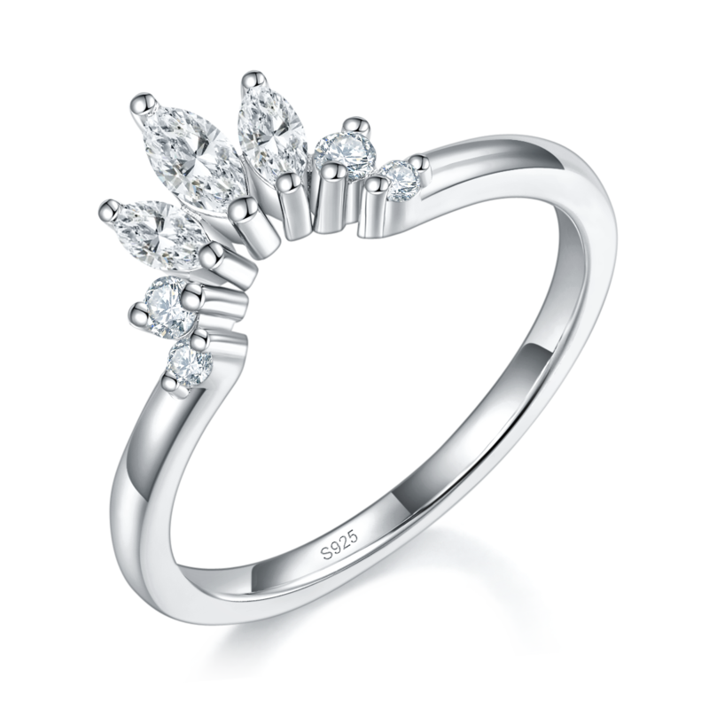 四爪主副戒S925银镀白金定制选款主副石Moissanite1.5ct