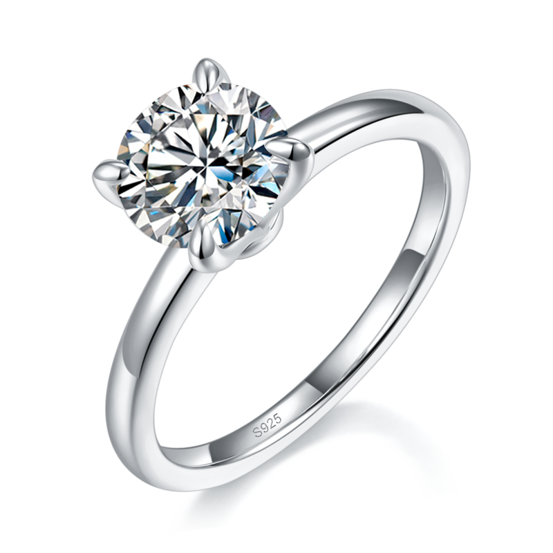 四爪主副戒S925银镀白金定制选款主副石Moissanite1.5ct