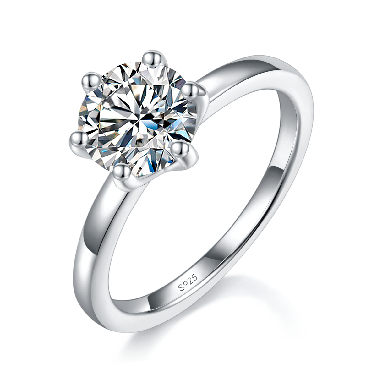 Four Claw Primary and Secondary Rings S925 Silver Plated Platinum Customized Selection Main Side Stone Moissanite 1.5ct