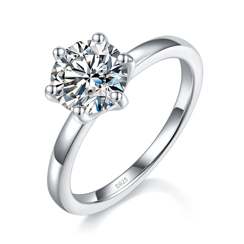 四爪主副戒S925银镀白金定制选款主副石Moissanite1.5ct