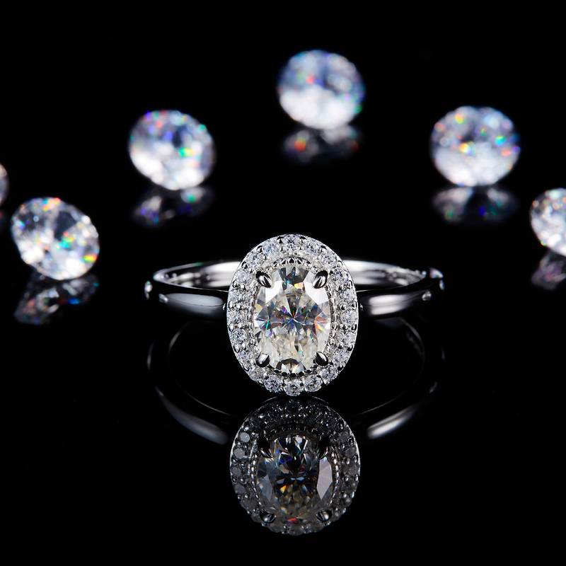 光臂圆包Women's RingS925银镀白金定制选款主石Moissanite1.0ct/副石高碳钻