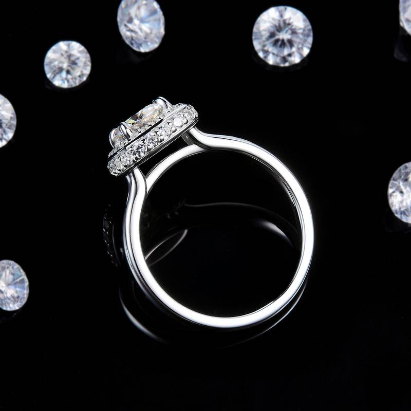光臂方包Women's RingS925银镀白金定制选款主石Moissanite1.0ct/副石高碳钻