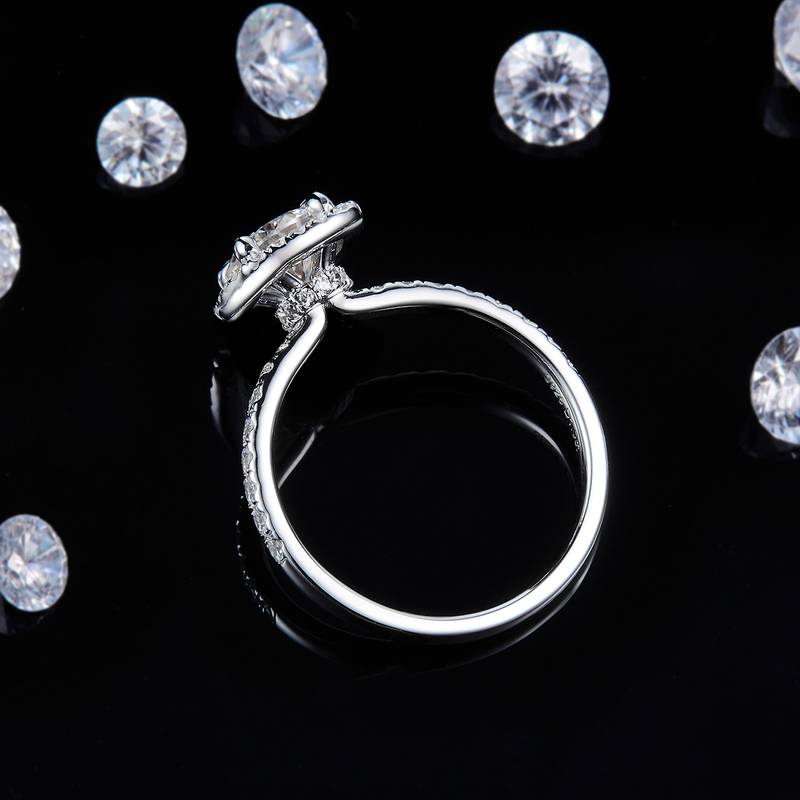 方包Women's RingS925银镀白金定制选款主石Moissanite1.0ct/副石高碳钻
