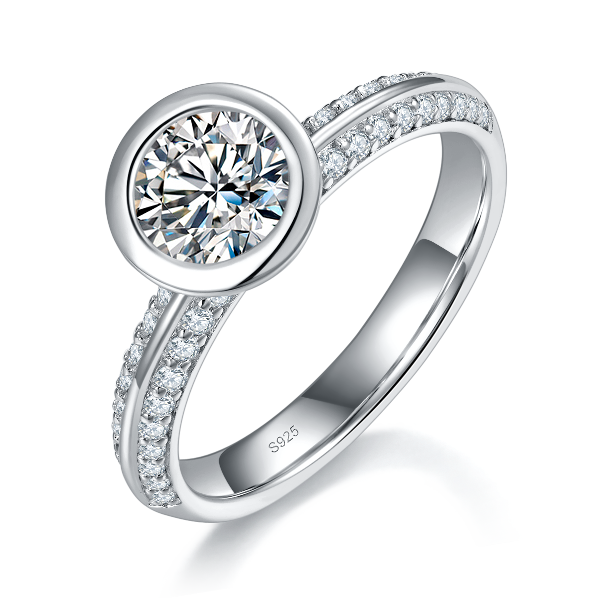 Micro Inlaid Water Bubble Women's Ring S925 Silver Plated Platinum Customized Selection Main Stone Moissanite 1.0ct/Side Stone Cubic Zirconia