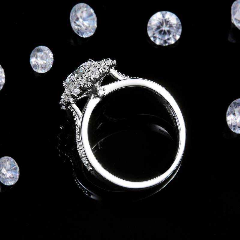 Affordable Luxury太阳花Women's RingS925银镀白金定制选款主石Moissanite1.0ct/副石高碳钻