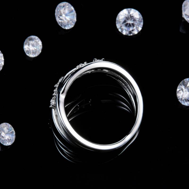 简约排戒S925银镀白金定制选款副石Moissanite0.165ct
