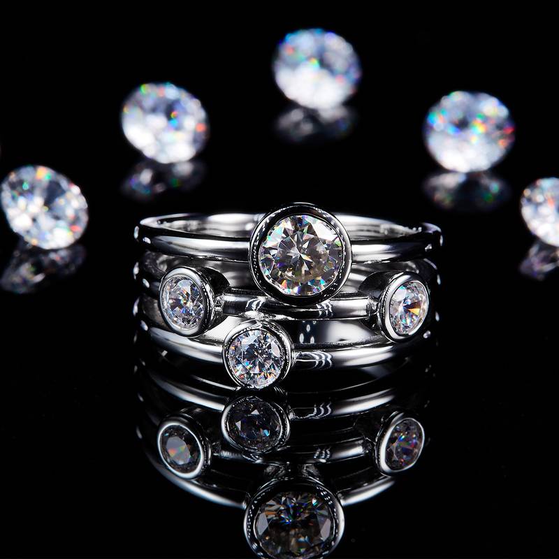 水泡Women's RingS925银镀白金定制选款主石Moissanite0.6ct/副石高碳钻