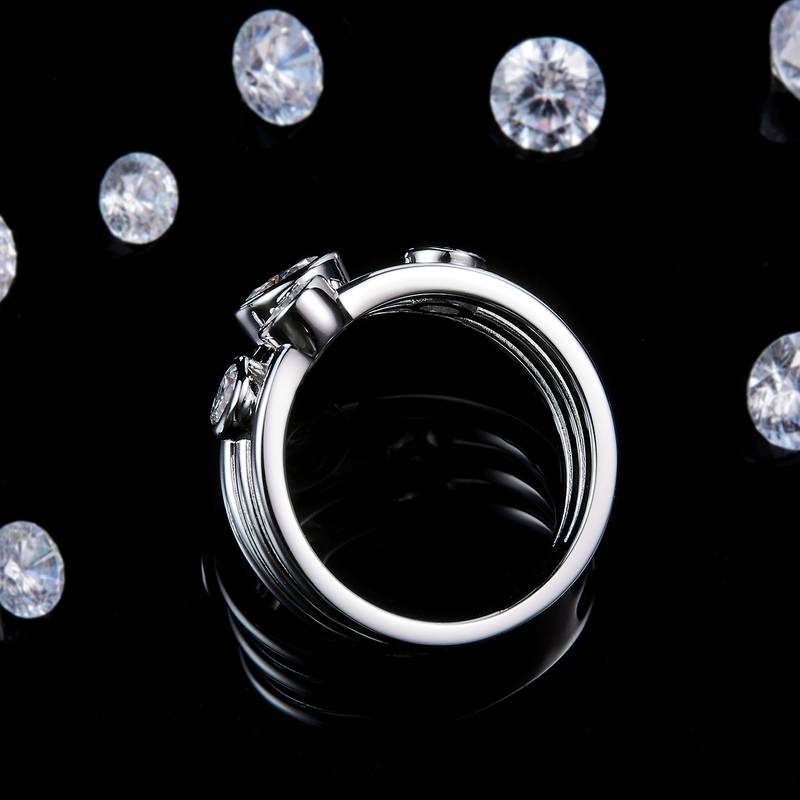 水泡Women's RingS925银镀白金定制选款主石Moissanite0.6ct/副石高碳钻
