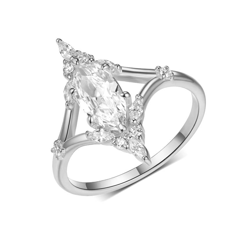 MR0182款S25银镀18K黄金马眼形MoissaniteExquisiteWomen's Ring主石1.0ct/10*5mmmm
