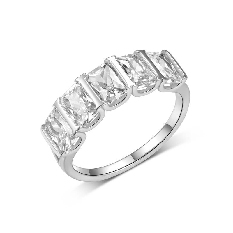 MR0149款S25银镀18K黄金雷迪恩切割Moissanite排戒4.0ct/6*4mmmm