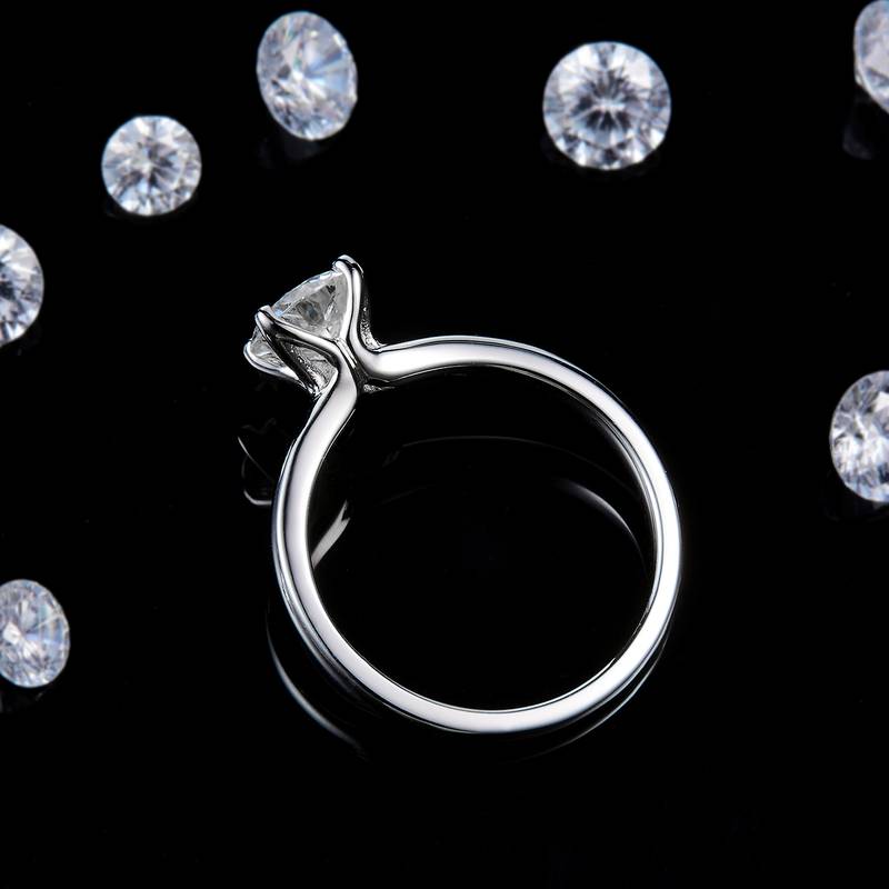 光臂四爪Women's RingS925银镀白金定制选款主石Moissanite1.0ct