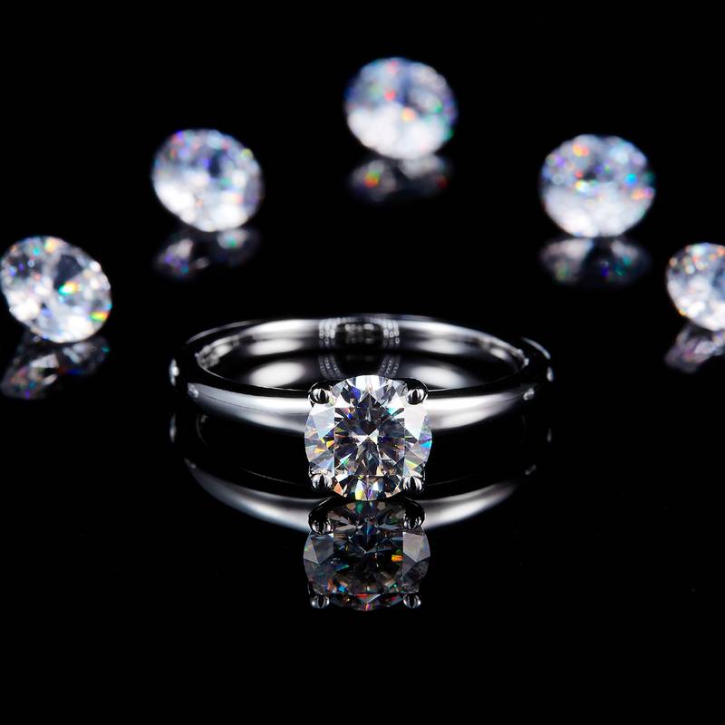 光臂四爪Women's RingS925银镀白金定制选款主石Moissanite1.0ct